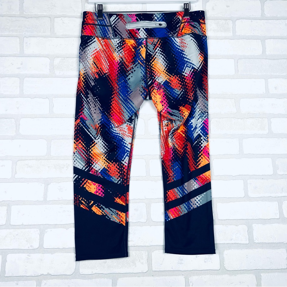 Athleta Be Free Crop Leggings Womens Multi Color Abstract Print Athletic Pants L - Picture 5 of 12